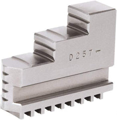 Samchully - 6-1/2" Max Chuck Diam Compatibility, Steel Square Serrated Hard Lathe Top Jaws - 2 Steps, 19mm Wide x 65mm Long x 46.5mm High - Industrial Tool & Supply