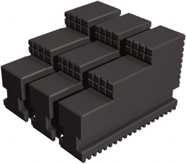 Samchully - 12" Max Chuck Diam Compatibility, Steel Serrated Hard Lathe Top Jaws - 2 Steps, 32mm Wide x 115mm Long x 90mm High - Industrial Tool & Supply