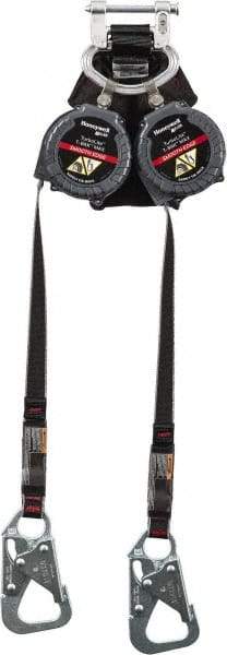 Miller - 10.5' Long, 420 Lb Capacity, Polyester Webbing Fall Limiter - Steel Locking Snap Hook Connector, Aluminum Carabiner Connector with Integral Shock Pack, Black - Industrial Tool & Supply