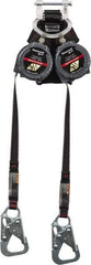 Miller - 7.5' Long, 420 Lb Capacity, Polyester Webbing Fall Limiter - Steel Locking Snap Hook Connector, Aluminum Carabiner Connector with Integral Shock Pack, Black - Industrial Tool & Supply