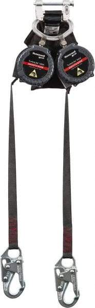 Miller - 9' Long, 420 Lb Capacity, Spectra Webbing Fall Limiter - Steel Locking Snap Hook Connector, Aluminum Carabiner Connector with Integral Shock Pack, Black - Industrial Tool & Supply