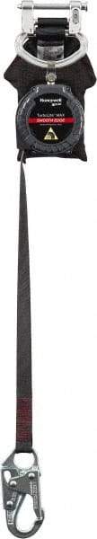 Miller - 12' Long, 420 Lb Capacity, Spectra Webbing Fall Limiter - Steel Locking Snap Hook Connector, Aluminum Carabiner Connector with Integral Shock Pack, Black - Industrial Tool & Supply