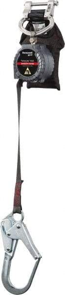 Miller - 9' Long, 420 Lb Capacity, Spectra Webbing Fall Limiter - Steel Locking Rebar Hook Connector, Aluminum Carabiner Connector with Integral Shock Pack, Black - Industrial Tool & Supply