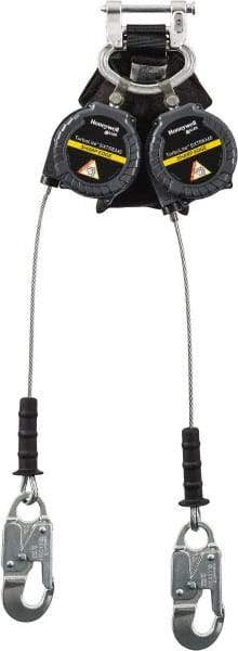 Miller - 9' Long, 420 Lb Capacity, Galvanized Steel Cable Fall Limiter - Aluminum Locking Snap Hook Connector, Aluminum Carabiner Connector with Integral Shock Pack - Industrial Tool & Supply