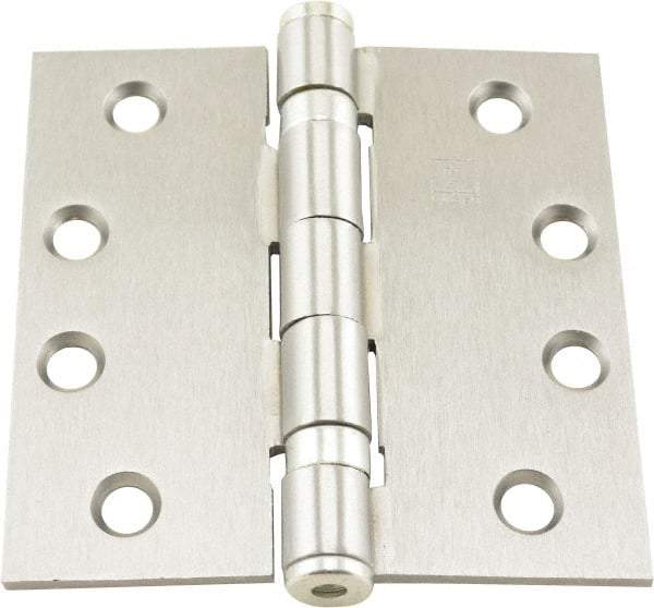 Hager - 4" Long x 4" Wide x 0.062" Thick, Steel Full Mortise Ball Bearing Hinge - Satin Chrome Finish, 5 Knuckles - Industrial Tool & Supply