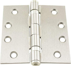 Hager - 4" Long x 4" Wide x 0.062" Thick, Steel Full Mortise Ball Bearing Hinge - Satin Chrome Finish, 5 Knuckles - Industrial Tool & Supply