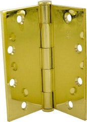 Hager - 5" Long x 5" Wide x 0.062" Thick, Steel Full Mortise Hinge - Bright Brass Finish, 5 Knuckles - Industrial Tool & Supply