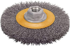 WALTER Surface Technologies - 5" OD, 5/8-11 Arbor Hole, Crimped Steel Wheel Brush - 5/8" Face Width, 1" Trim Length, 0.0118" Filament Diam, 10,000 RPM - Industrial Tool & Supply