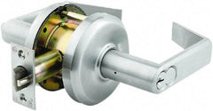 Stanley - Grade 2 Classroom Lever Lockset - 2-3/4" Back Set, Zinc, Satin Chrome Finish - Industrial Tool & Supply