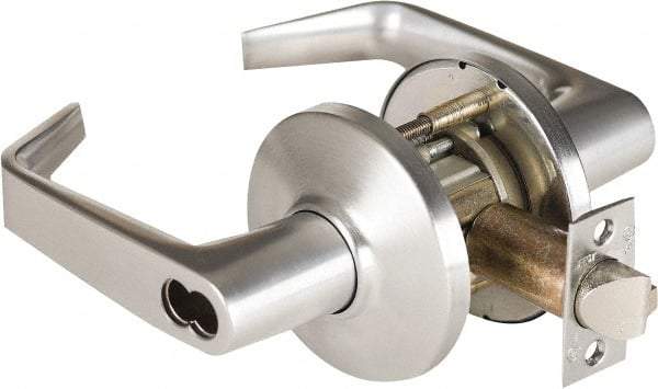 Stanley - Grade 1 Institution Lever Lockset - 2-3/4" Back Set, Zinc, Satin Chrome Finish - Industrial Tool & Supply