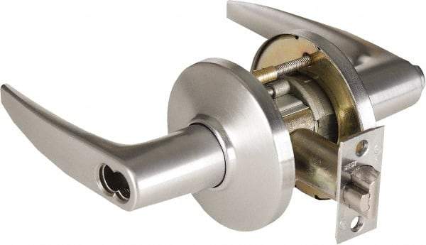 Stanley - Grade 1 Storeroom Lever Lockset - 2-3/4" Back Set, Zinc, Satin Chrome Finish - Industrial Tool & Supply