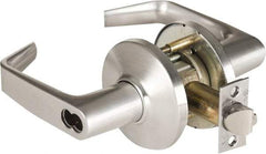Stanley - Grade 1 Storeroom Lever Lockset - 2-3/4" Back Set, Zinc, Satin Chrome Finish - Industrial Tool & Supply