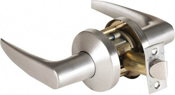 Stanley - Grade 1 Passage Lever Lockset - 2-3/4" Back Set, Zinc, Satin Chrome Finish - Industrial Tool & Supply
