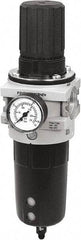 Parker - 1" NPT Port Heavy-Duty 1 Piece Filter/Regulator FRL Unit - Polypropylene Bowl, 465 SCFM, 254 Max psi, 13-1/2" High, Manual Drain - Industrial Tool & Supply