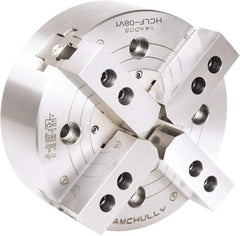 Samchully - 4 Jaw, 304mm Chuck Diam, Plain Back Mount, 0mm Through Hole Diam, Drawbar Hydraulic Power Lathe Chuck - 1.5mm x 60° Serrated Jaw Interface, 2,500 RPM, Steel Body - Industrial Tool & Supply