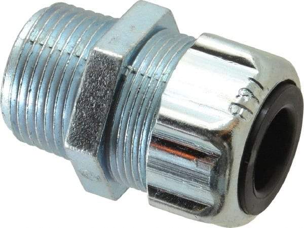 Thomas & Betts - 0.31 to 0.56" Cable Capacity, Liquidtight, Straight Strain Relief Cord Grip - 3/4 NPT Thread, 1-25/32" Long, Steel - Industrial Tool & Supply