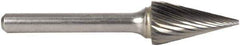 M.A. Ford - 3/8" Cut Diam, 1/4" Shank Diam, Cone Head Double Cut Burr - Carbide, Flat End, 5/8" LOC, 2-3/4" OAL - Industrial Tool & Supply