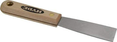 Hyde Tools - 1-1/4" Wide Steel Putty Knife - Stiff, Hardwood Handle, 7-3/4" OAL - Industrial Tool & Supply