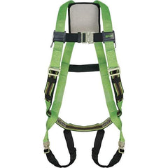 Miller - 400 Lb Capacity, Size Universal, Full Body Construction Safety Harness - Polyester Webbing, Quick Connect Leg Strap, Quick Connect Chest Strap, Green/Black - Industrial Tool & Supply