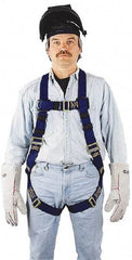 Miller - 400 Lb Capacity, Size Universal, Full Body Welders Safety Harness - Nomex, Mating Leg Strap, Mating Chest Strap, Blue - Industrial Tool & Supply