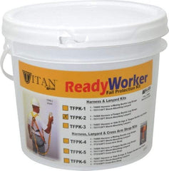 Miller - 310 Lb. Capacity, General Use Fall Protection Kit - Back D Ring, 6 Ft. Lanyard Long, Gold and Black - Industrial Tool & Supply