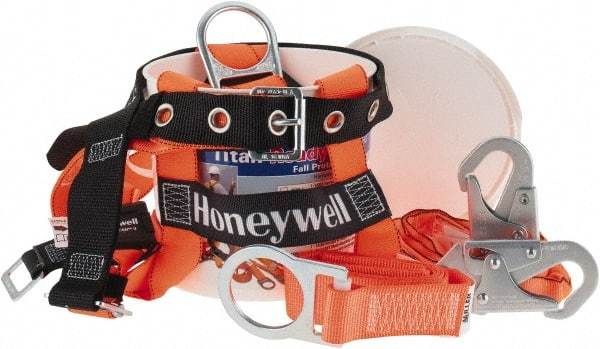 Miller - 310 Lb. Capacity, General Use Fall Protection Kit - Back D Ring, 6 Ft. Lanyard Long, Gold and Black - Industrial Tool & Supply