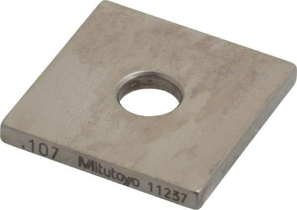 Mitutoyo - 0.107" Square Steel Gage Block - Accuracy Grade 0, Includes Certificate of Inspection - Industrial Tool & Supply