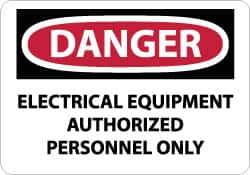 NMC - "Danger - Electrical Equipment - Authorized Personnel Only", 10" Long x 14" Wide, Aluminum Safety Sign - Rectangle, 0.04" Thick, Use for Accident Prevention - Industrial Tool & Supply