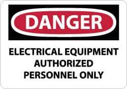 NMC - "Danger - Electrical Equipment - Authorized Personnel Only", 10" Long x 14" Wide, Rigid Plastic Safety Sign - Rectangle, 0.05" Thick, Use for Accident Prevention - Industrial Tool & Supply
