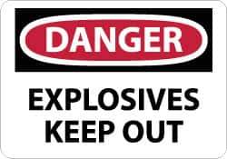 NMC - "Danger - Explosives - Keep Out", 7" Long x 10" Wide, Pressure-Sensitive Vinyl Safety Sign - Rectangle, 0.004" Thick, Use for Accident Prevention - Industrial Tool & Supply