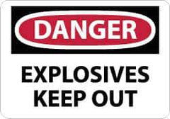 NMC - "Danger - Explosives - Keep Out", 7" Long x 10" Wide, Pressure-Sensitive Vinyl Safety Sign - Rectangle, 0.004" Thick, Use for Accident Prevention - Industrial Tool & Supply