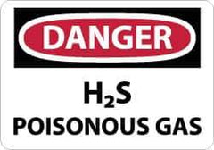 NMC - "Danger - H2s - Poisonous Gas", 7" Long x 10" Wide, Pressure-Sensitive Vinyl Safety Sign - Rectangle, 0.004" Thick, Use for Hazardous Materials - Industrial Tool & Supply