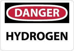 NMC - "Danger - Hydrogen", 7" Long x 10" Wide, Pressure-Sensitive Vinyl Safety Sign - Rectangle, 0.004" Thick, Use for Hazardous Materials - Industrial Tool & Supply