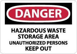 NMC - "Danger - Hazardous Waste Storage Area - Unauthorized Persons Keep Out", 7" Long x 10" Wide, Rigid Plastic Safety Sign - Rectangle, 0.05" Thick, Use for Security & Admittance - Industrial Tool & Supply