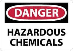 NMC - "Danger - Hazardous Chemicals", 10" Long x 14" Wide, Pressure-Sensitive Vinyl Safety Sign - Rectangle, 0.004" Thick, Use for Hazardous Materials - Industrial Tool & Supply