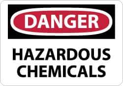 NMC - "Danger - Hazardous Chemicals", 7" Long x 10" Wide, Rigid Plastic Safety Sign - Rectangle, 0.05" Thick, Use for Hazardous Materials - Industrial Tool & Supply