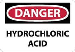 NMC - "Danger - Hydrochloric Acid", 10" Long x 14" Wide, Pressure-Sensitive Vinyl Safety Sign - Rectangle, 0.004" Thick, Use for Hazardous Materials - Industrial Tool & Supply