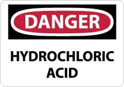 NMC - "Danger - Hydrochloric Acid", 10" Long x 14" Wide, Rigid Plastic Safety Sign - Rectangle, 0.05" Thick, Use for Hazardous Materials - Industrial Tool & Supply