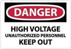 NMC - "Danger - High Voltage - Unauthorized Personnel Keep Out", 10" Long x 14" Wide, Rigid Plastic Safety Sign - Rectangle, 0.05" Thick, Use for Accident Prevention - Industrial Tool & Supply