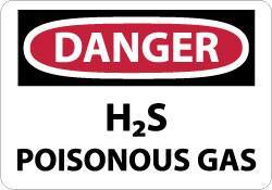 NMC - "Danger - H2s - Poisonous Gas", 10" Long x 14" Wide, Rigid Plastic Safety Sign - Rectangle, 0.05" Thick, Use for Hazardous Materials - Industrial Tool & Supply