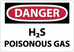 NMC - "Danger - H2s - Poisonous Gas", 10" Long x 14" Wide, Rigid Plastic Safety Sign - Rectangle, 0.05" Thick, Use for Hazardous Materials - Industrial Tool & Supply
