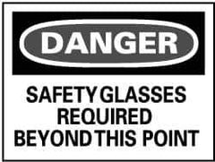 NMC - "Danger - Safety Glasses Required Beyond This Point", 20" Long x 28" Wide, Aluminum Safety Sign - Rectangle, 0.04" Thick, Use for Accident Prevention - Industrial Tool & Supply