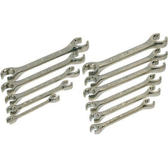 SK - 11 Piece, 1/4 x 5/16 to 3/4 x 7/8", Flare Nut Wrench Set - Inch/Metric System of Measurement, Chrome Finish - Industrial Tool & Supply
