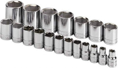 SK - 19 Piece 1/2" Drive Standard Socket Set - 6 Points, 3/8 to 1-1/2", Inch Measurement Standard - Industrial Tool & Supply