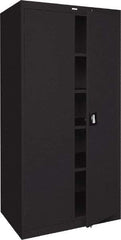 Sandusky Lee - 5 Shelf Locking Storage Cabinet - Steel, 36" Wide x 24" Deep x 78" High, Black - Industrial Tool & Supply