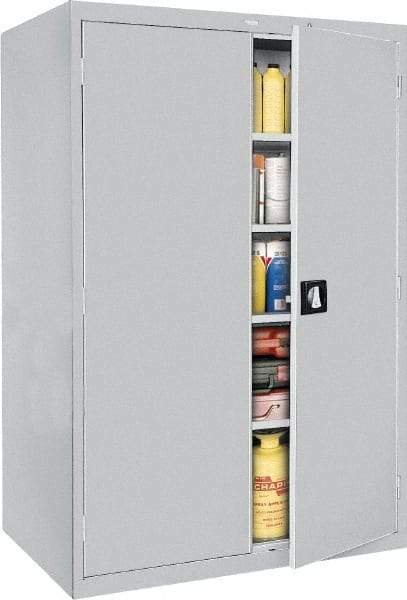 Sandusky Lee - 5 Shelf Locking Storage Cabinet - Steel, 46" Wide x 24" Deep x 72" High, Gray - Industrial Tool & Supply