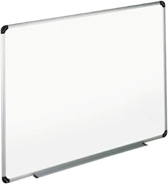 UNIVERSAL - 48" High x 72" Wide Erasable Melamine Marker Boards - Aluminum/Plastic Frame, 74.6" Deep, Includes Accessory Tray/Rail & Mounting Kit - Industrial Tool & Supply