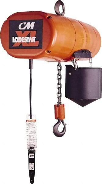CM - 5 Ton Capacity, 6 FPM Lift Speed, 230/460 Volt, Hook Mounted Hoist - 3.5 Output hp, 20' Max Lift, 36-3/16" Min Headroom, 3 Chains - Industrial Tool & Supply