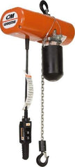 CM - 1/8 Ton Capacity, 60 FPM Lift Speed, 230/460 Volt, Hoist with Motorized Trolley - 0.5 Output hp, 15' Max Lift, 16-13/16" Min Headroom, 1 Chain - Industrial Tool & Supply