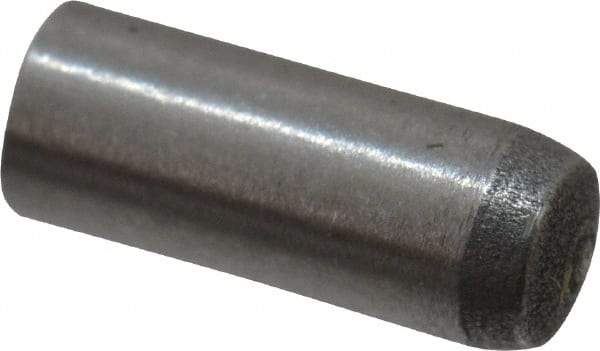 Made in USA - 3mm Diam x 8mm Pin Length 416 Stainless Steel Precision Dowel Pin - C 36-42 Hardness, 1 Beveled & 1 Rounded End - Industrial Tool & Supply